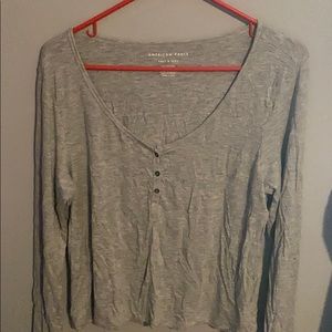 AE soft and sexy cropped button up long sleeve